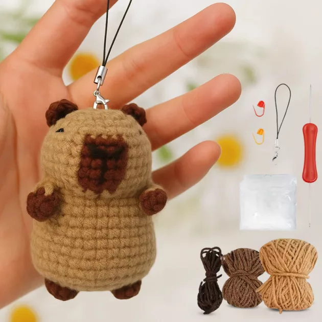 crochet kit, capybara crochet kit, crochet beginner kit, diy craft
