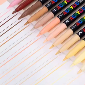 acrylic paint pens, marker pens, skin colour markers, brush pens, brush tip markers