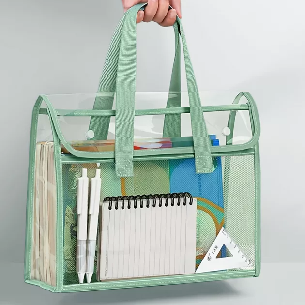 transparent file folder, clear file folder, portable file tote, clear pocket folders