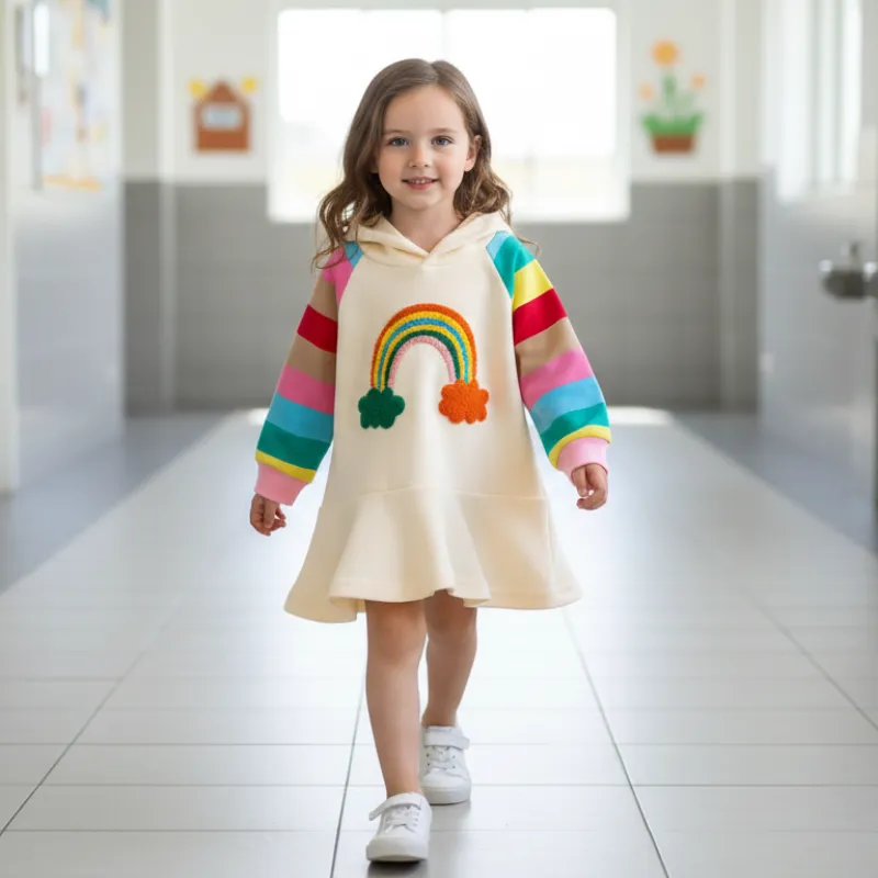 cotton dress, rainbow dress, soft cotton dress