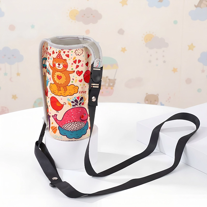 Cute Water Bottle Holder Bag with Strap for Kids
