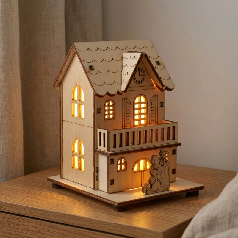 Wooden LED House Home Decoration